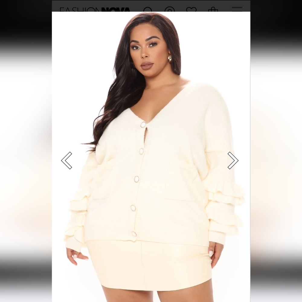 Fashion Nova Cream Knitted Cardigan Sweater - Picture 5 of 16